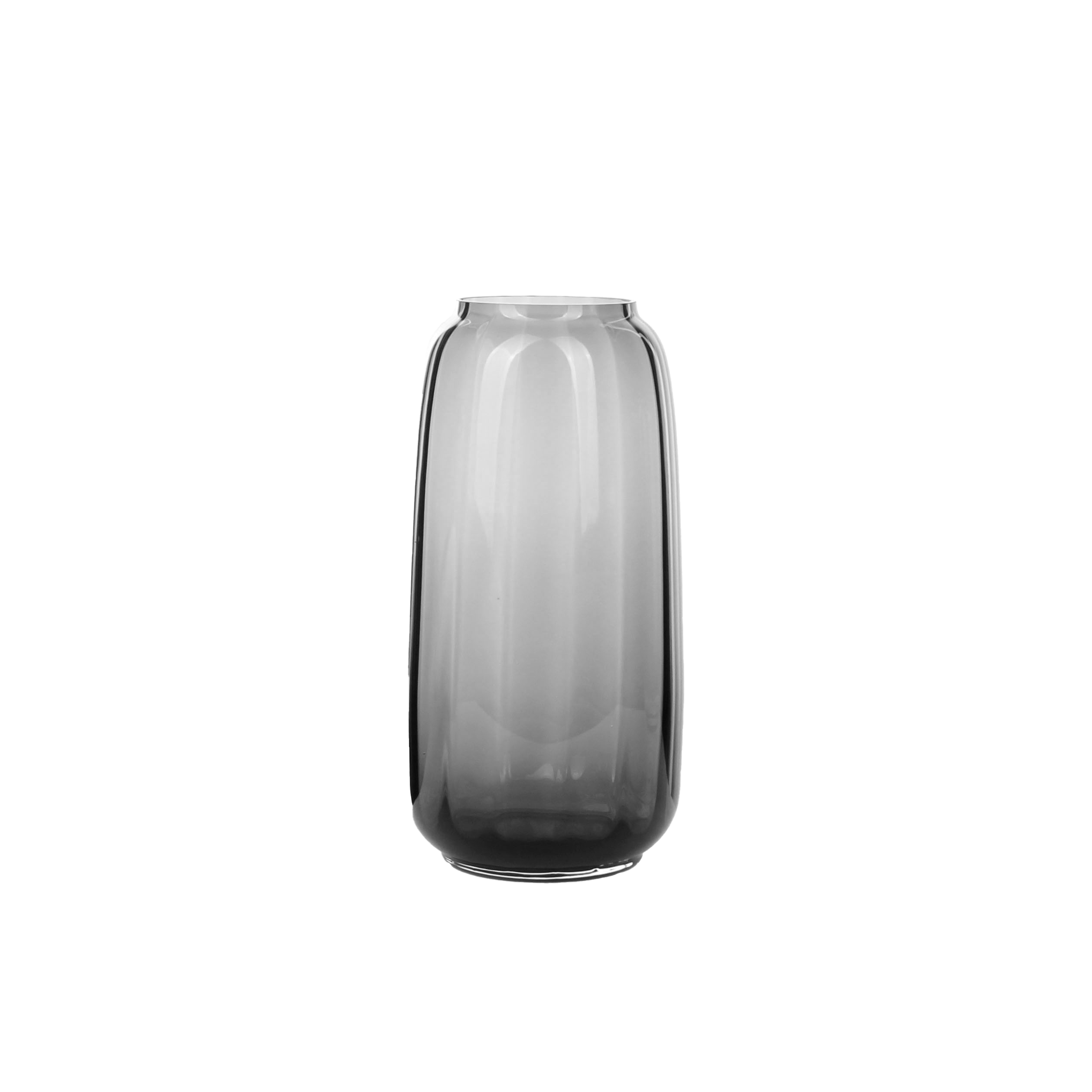 Smoked Gradient Ribbed Glass Vase