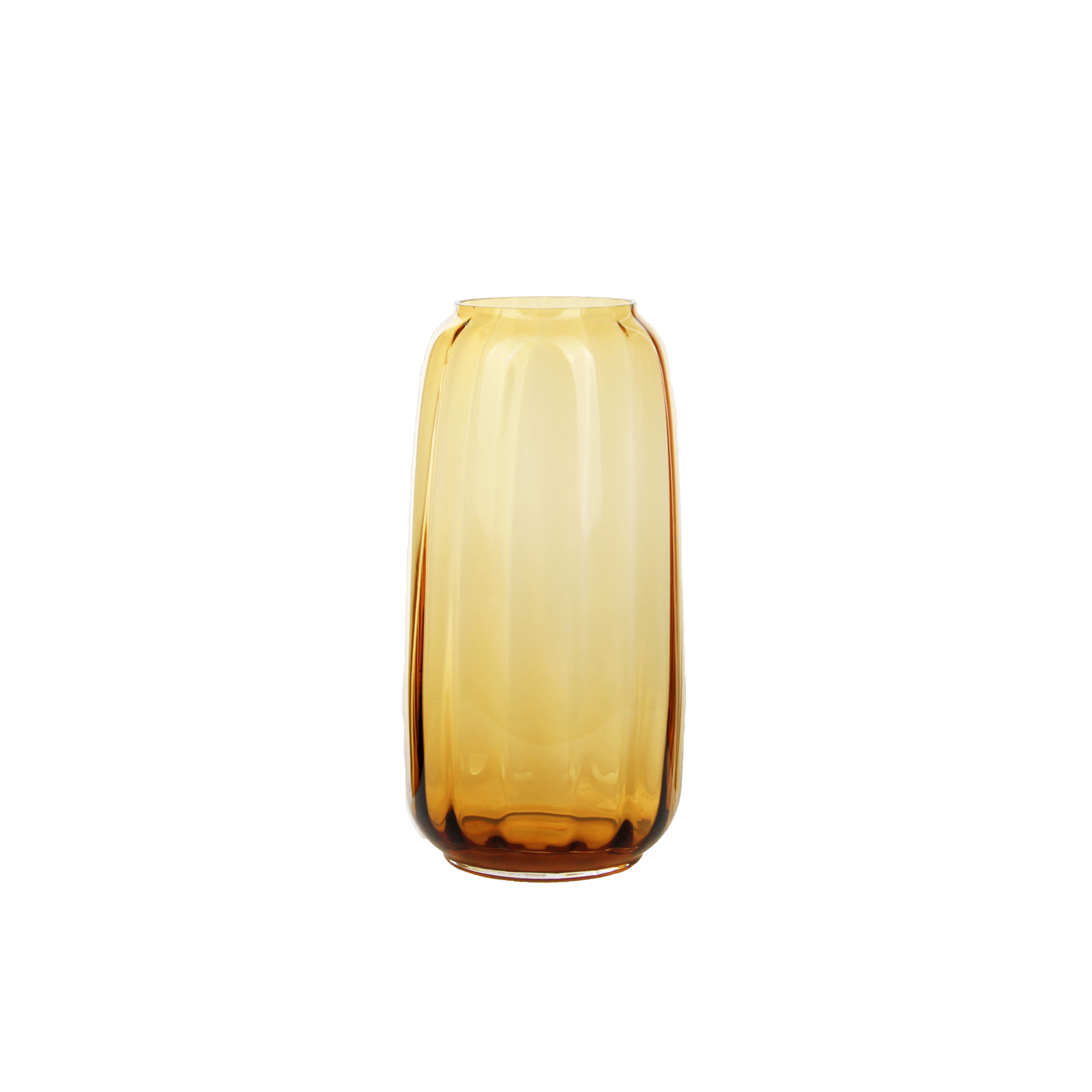 Amber - Tinted Ribbed Glass Vase