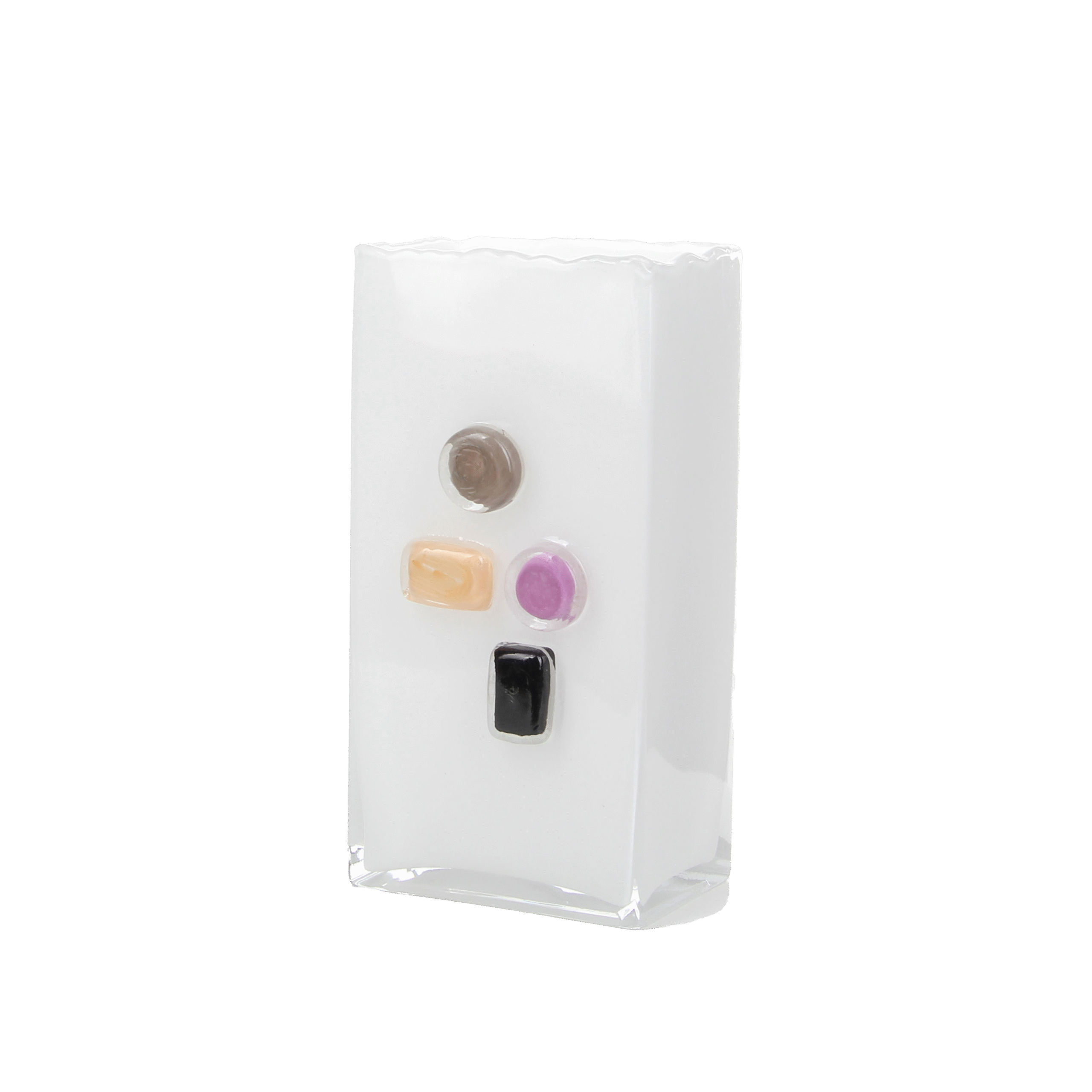 Colorful Accent White Glass Vase