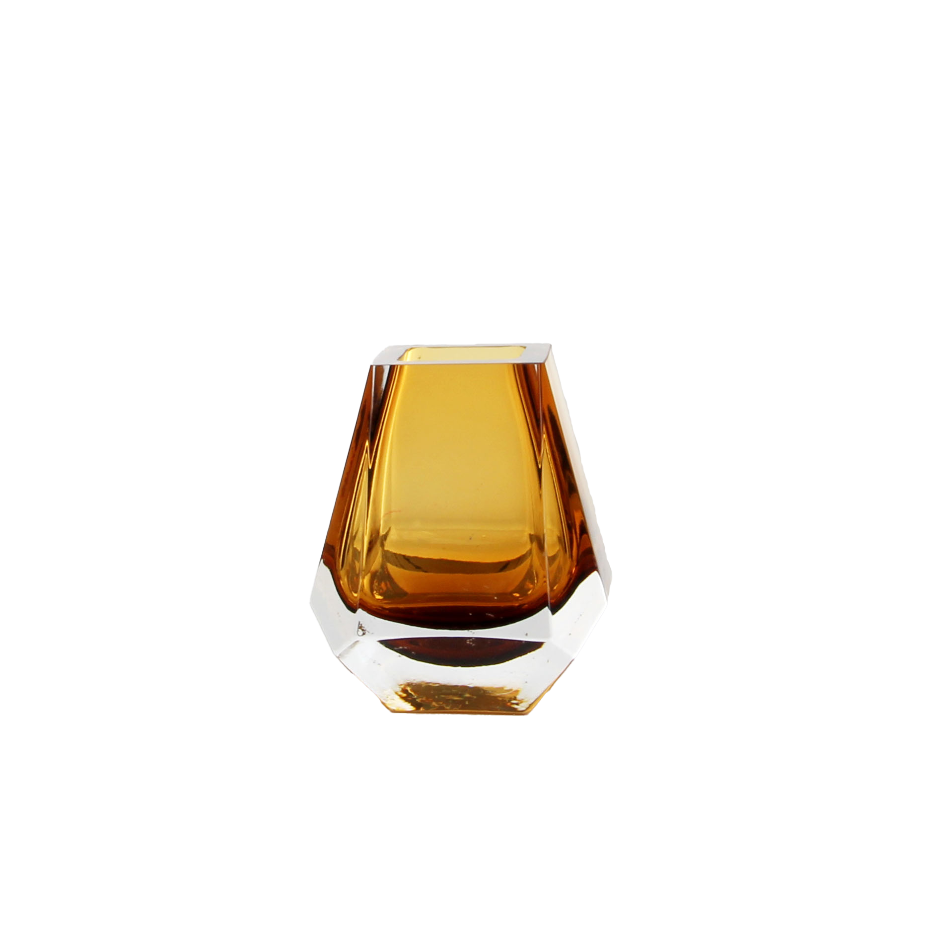 Amber - Toned Geometric Crystal Vase