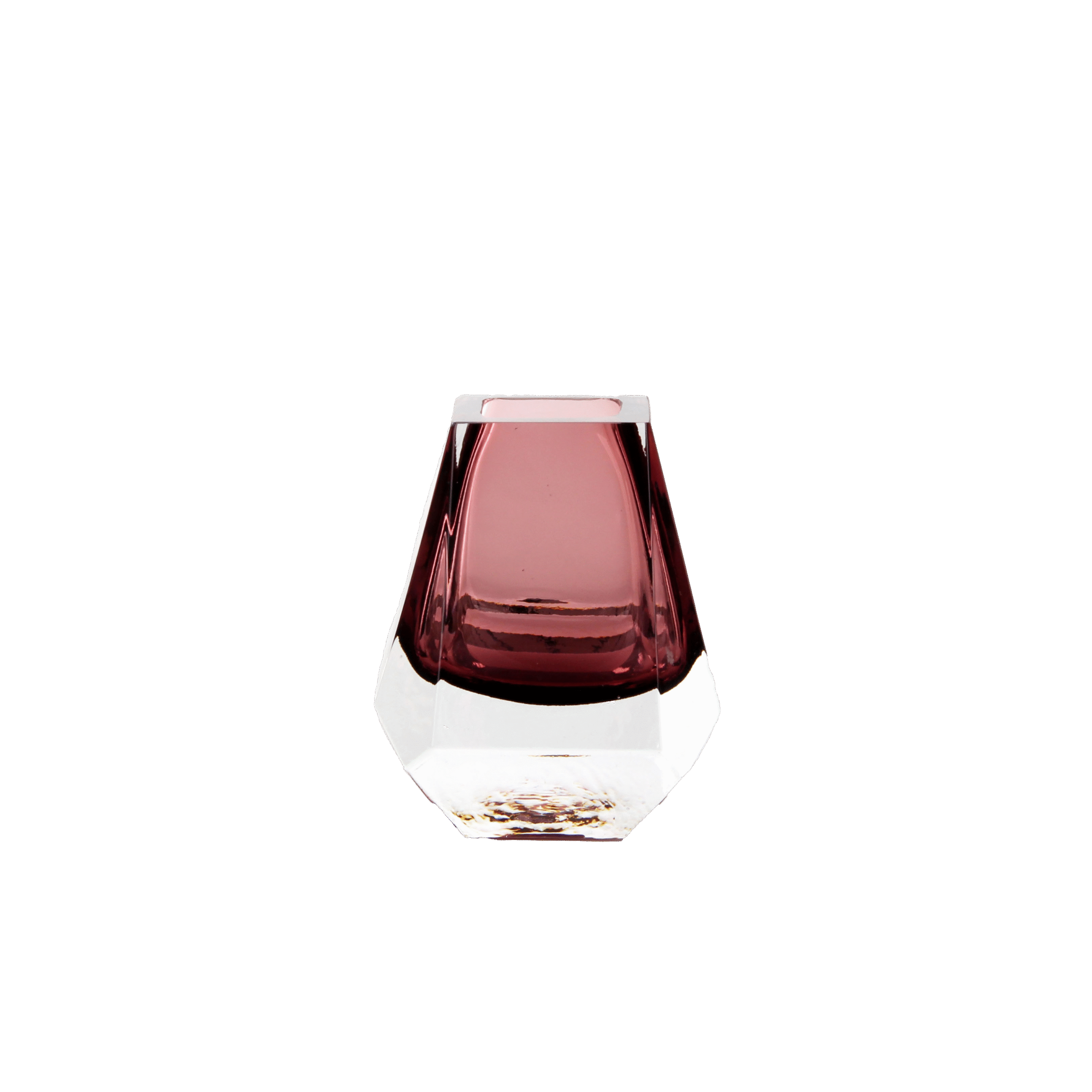 Ruby - Hued Geometric Crystal Vase