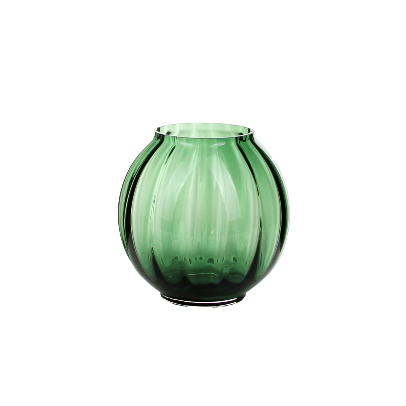 Emerald Green Ribbed Globe Vase