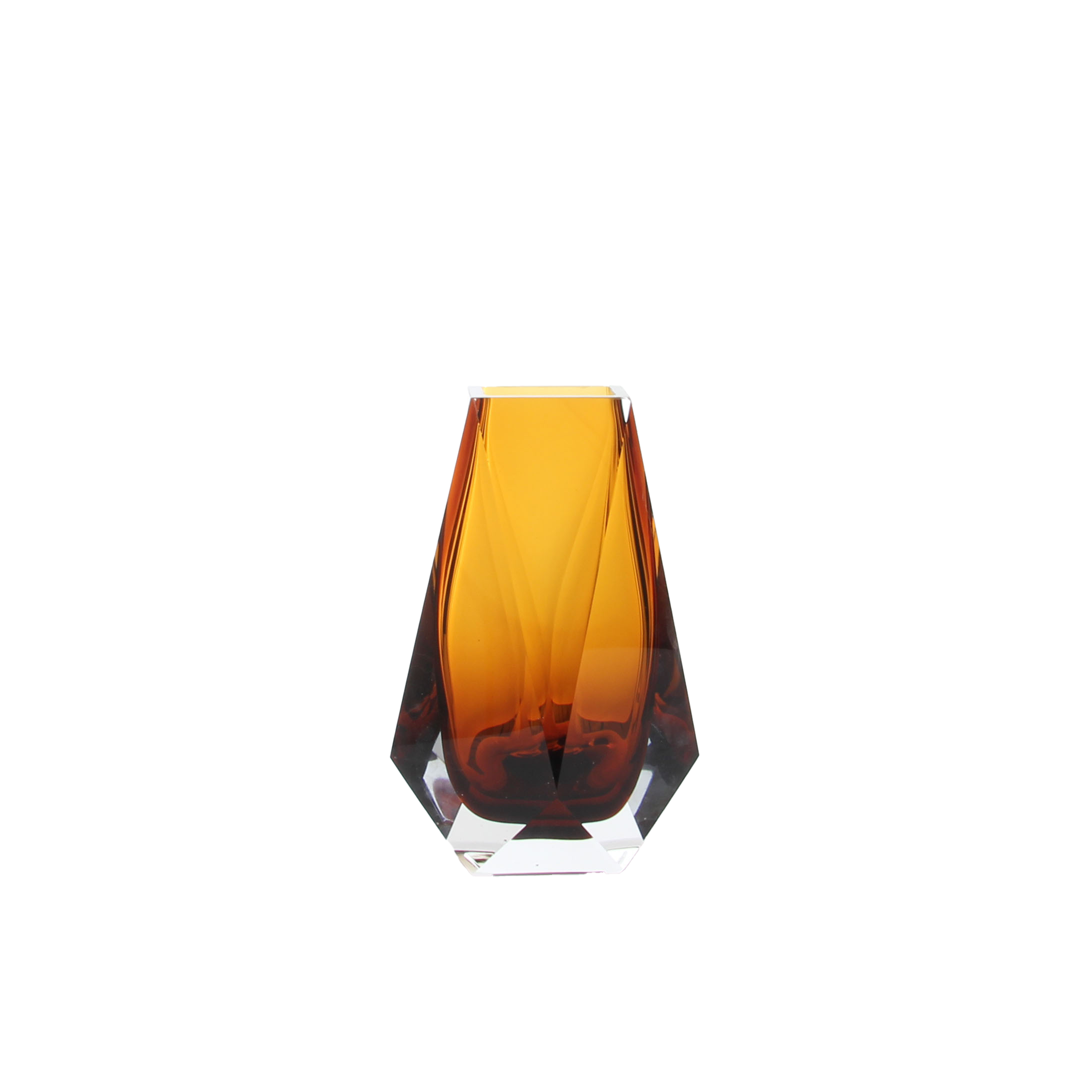 Amber Geometric Crystal Vase