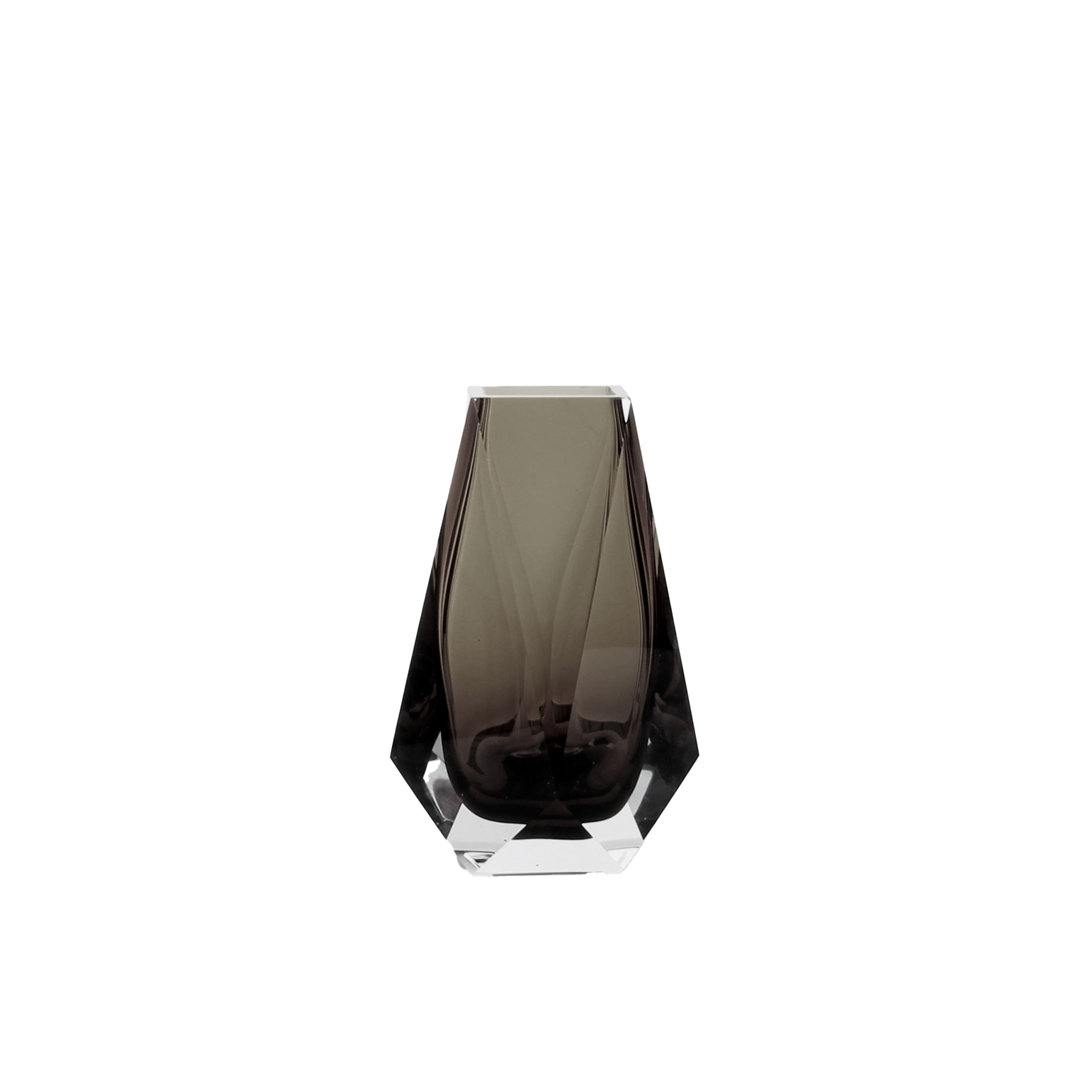 Smoked Geometric Crystal Vase