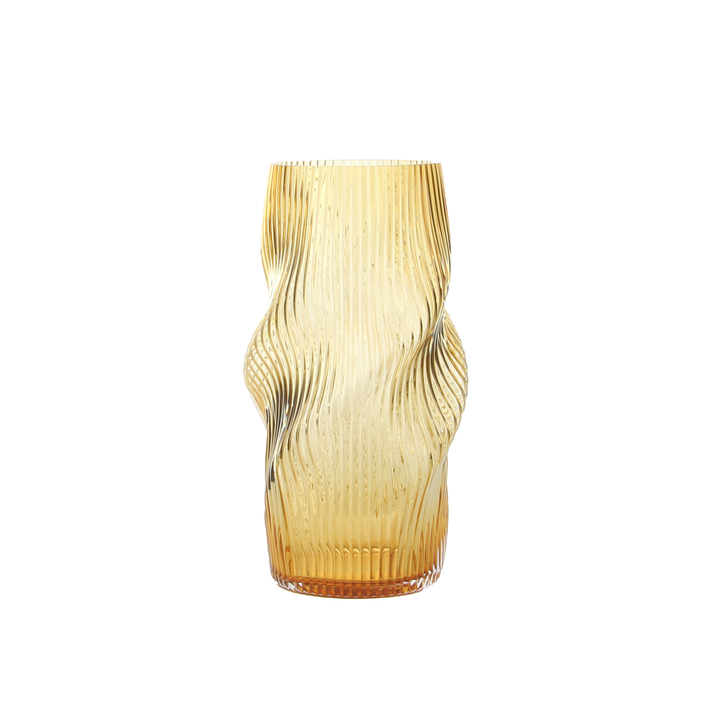 Ribbed Amber - Tinted Twisted Glass Vase