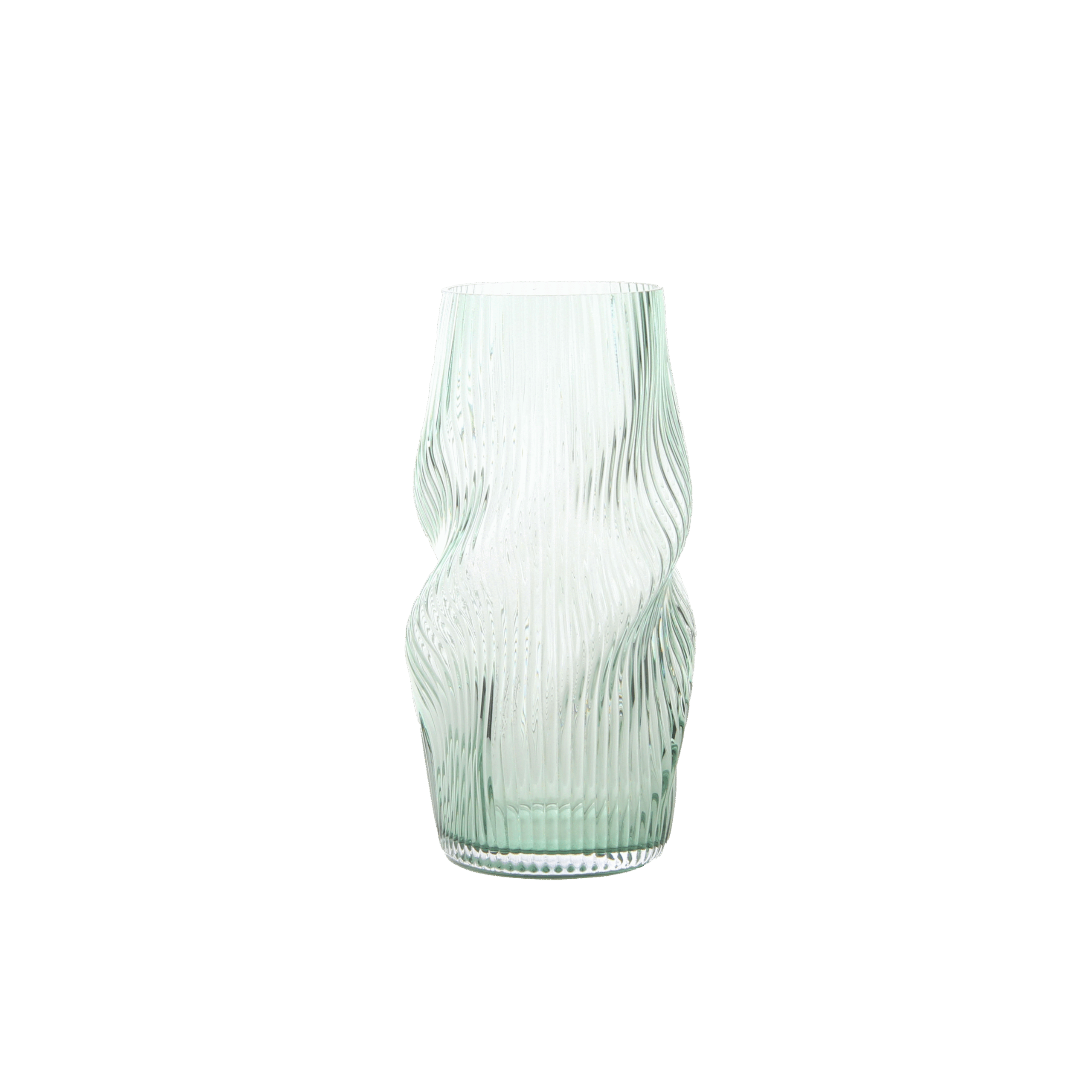 Ribbed Mint - Green Twisted Glass Vase