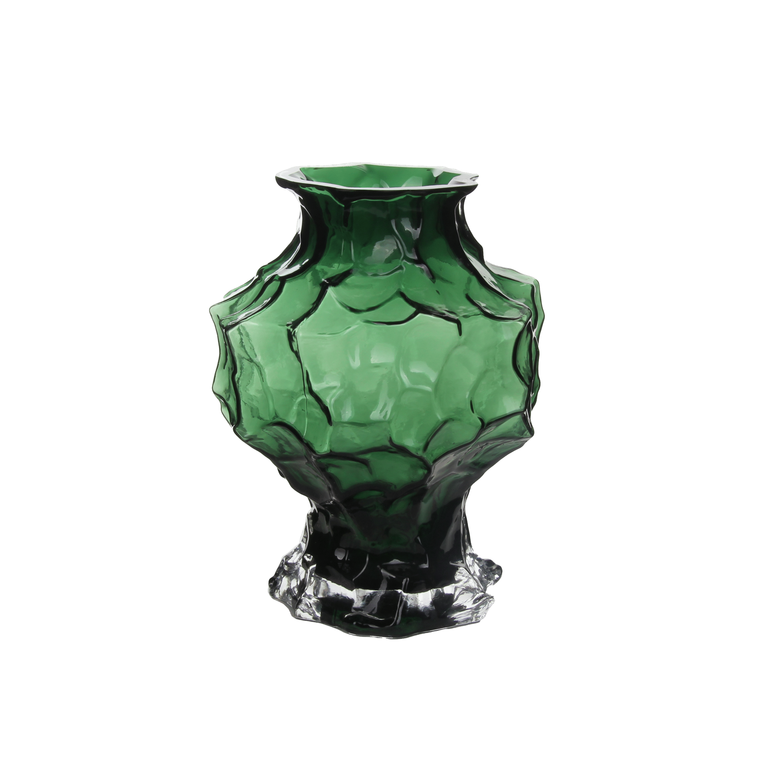 Textured Emerald Green Glass Vase