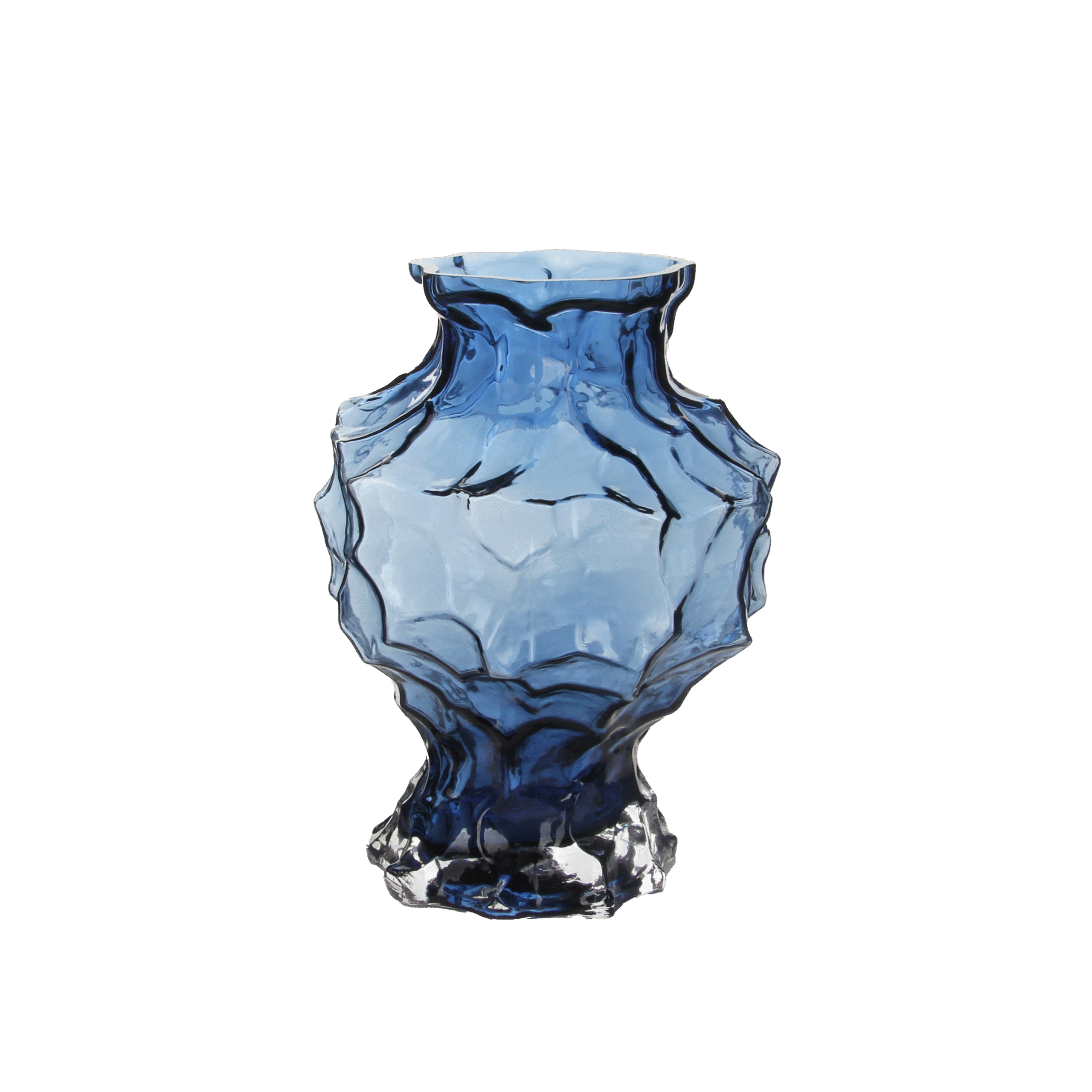 Sculptural Textured Blue Glass Vase