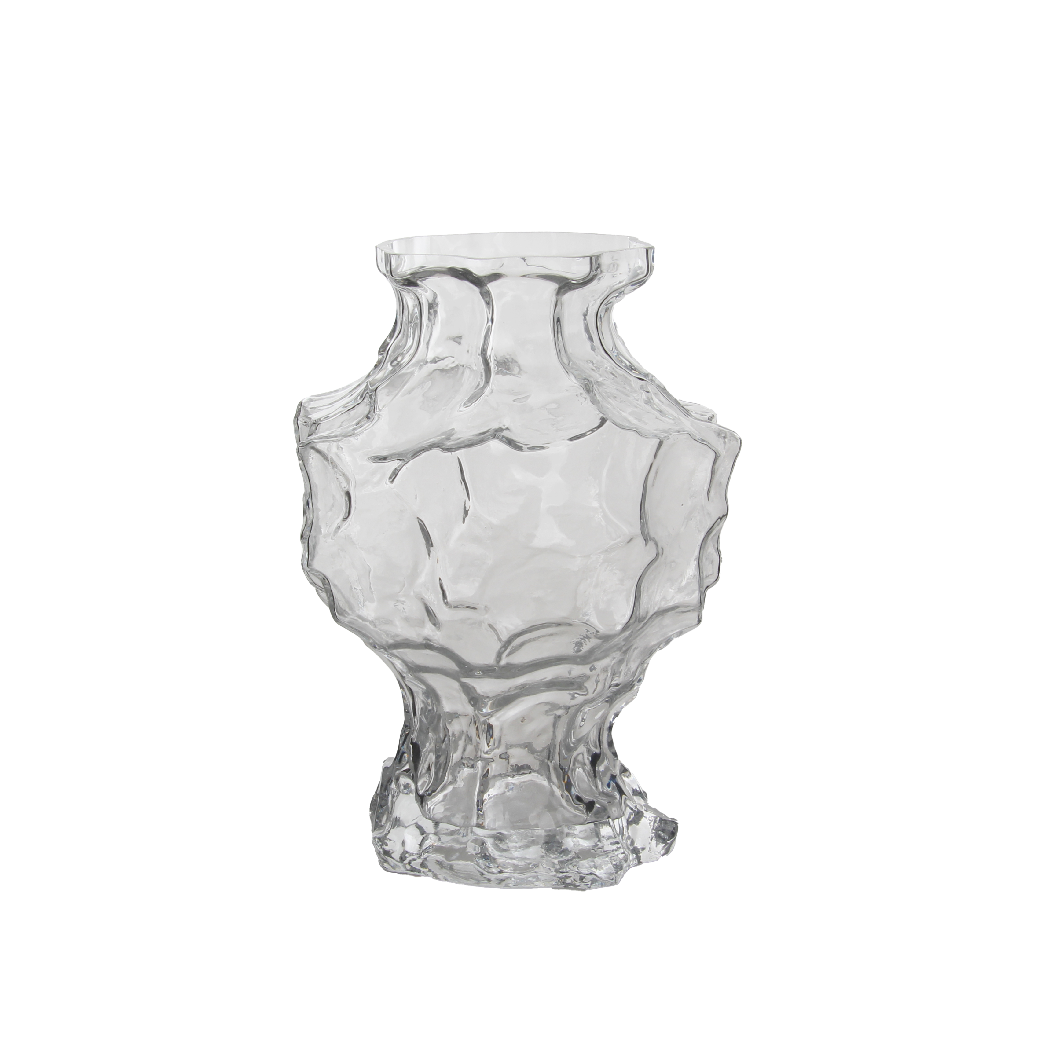 Textured Clear Glass Vase - Artistic Sculptural Design