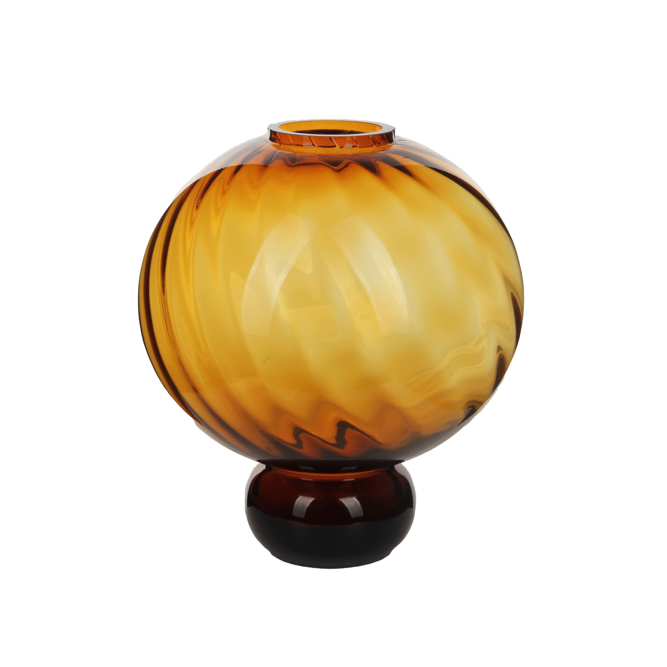 Golden amber spiral patterned ball bottle