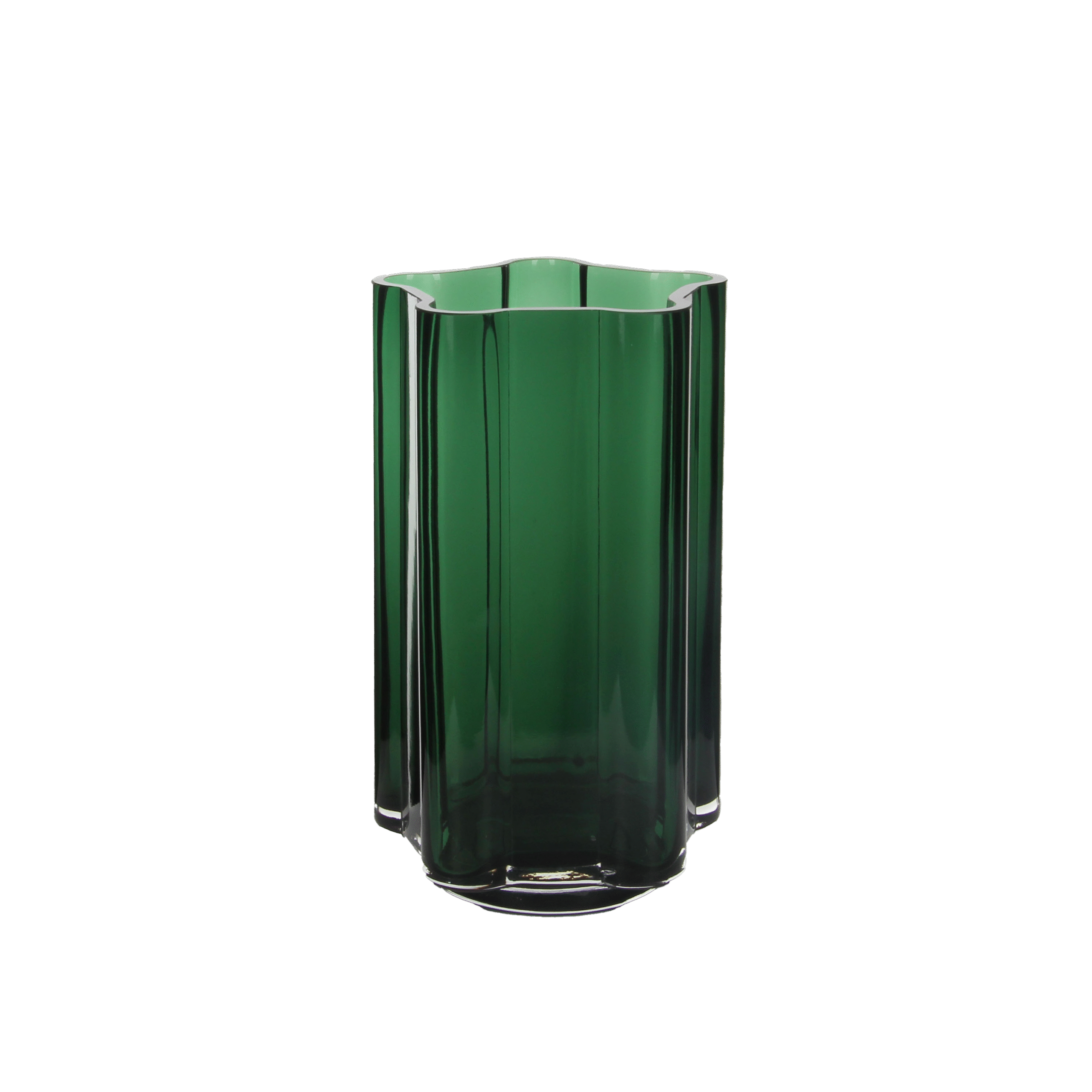 Dark green angular shadow glass vase