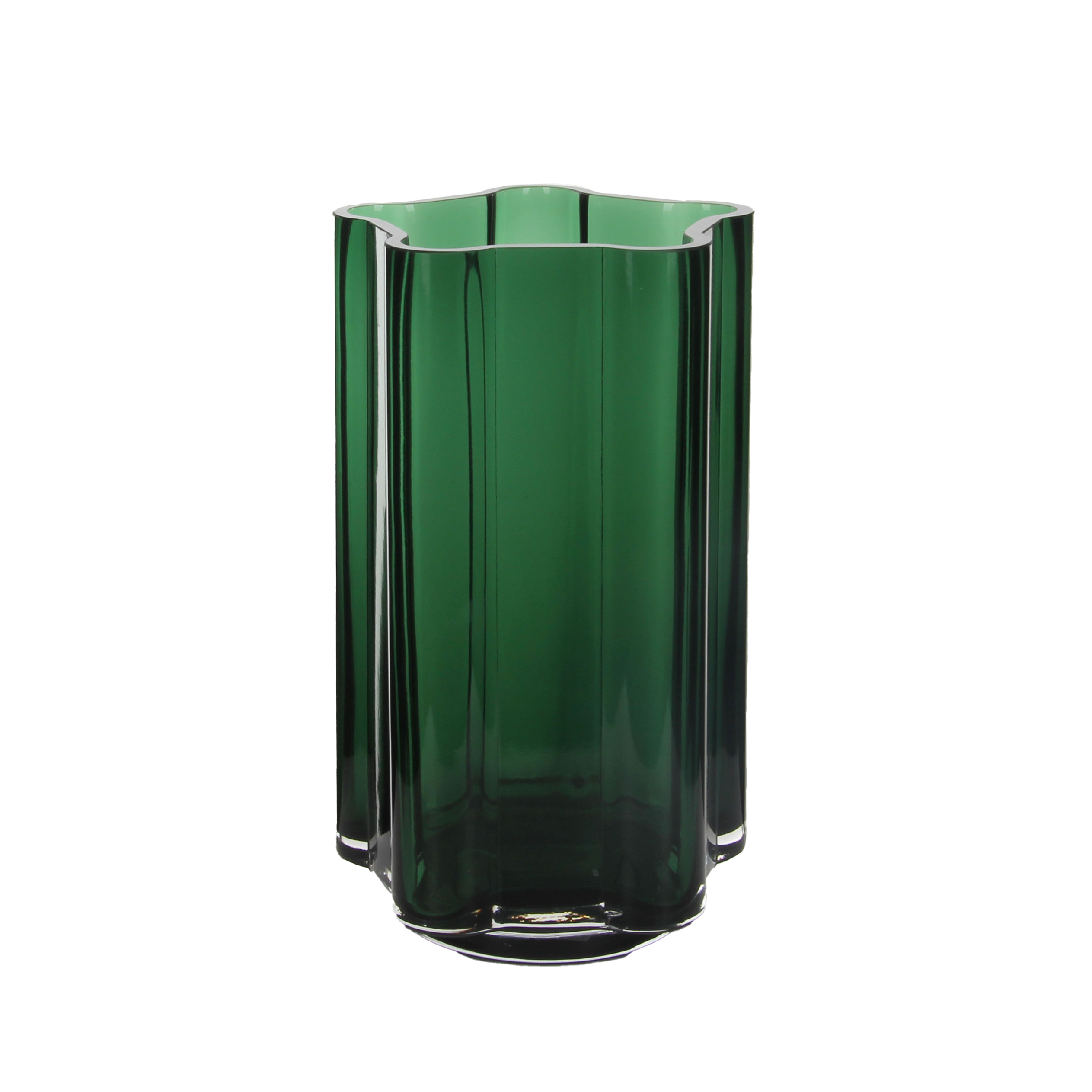 Dark green angular shadow glass vase