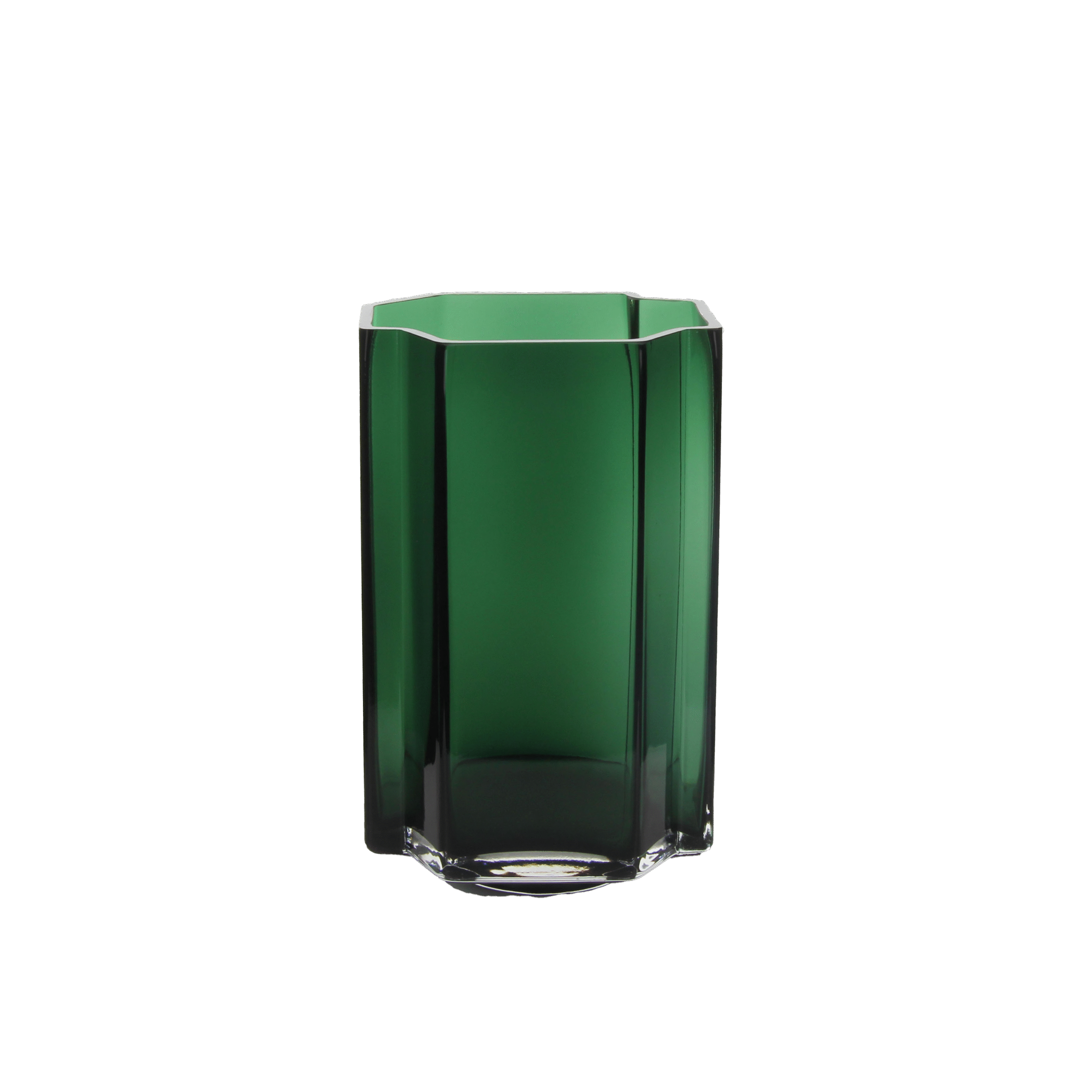 Dark green angular shadow glass vase