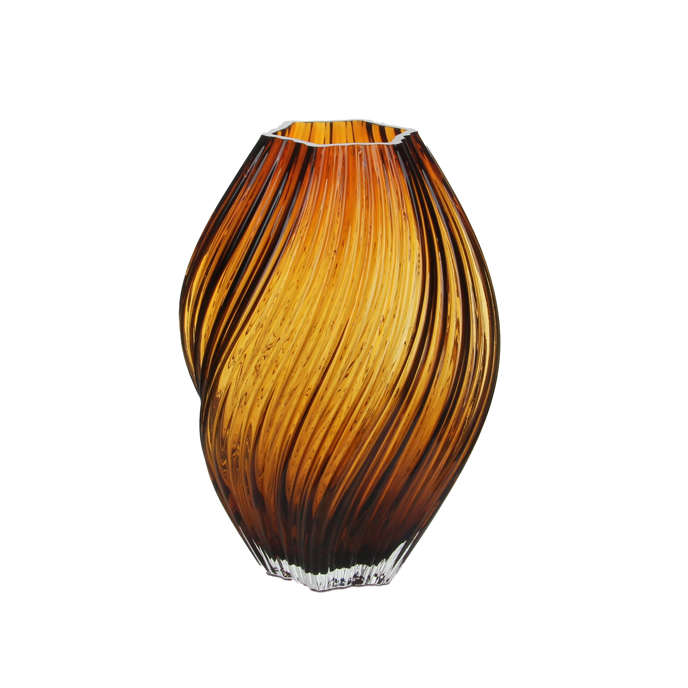 Amber Ripple Art Glass Vase