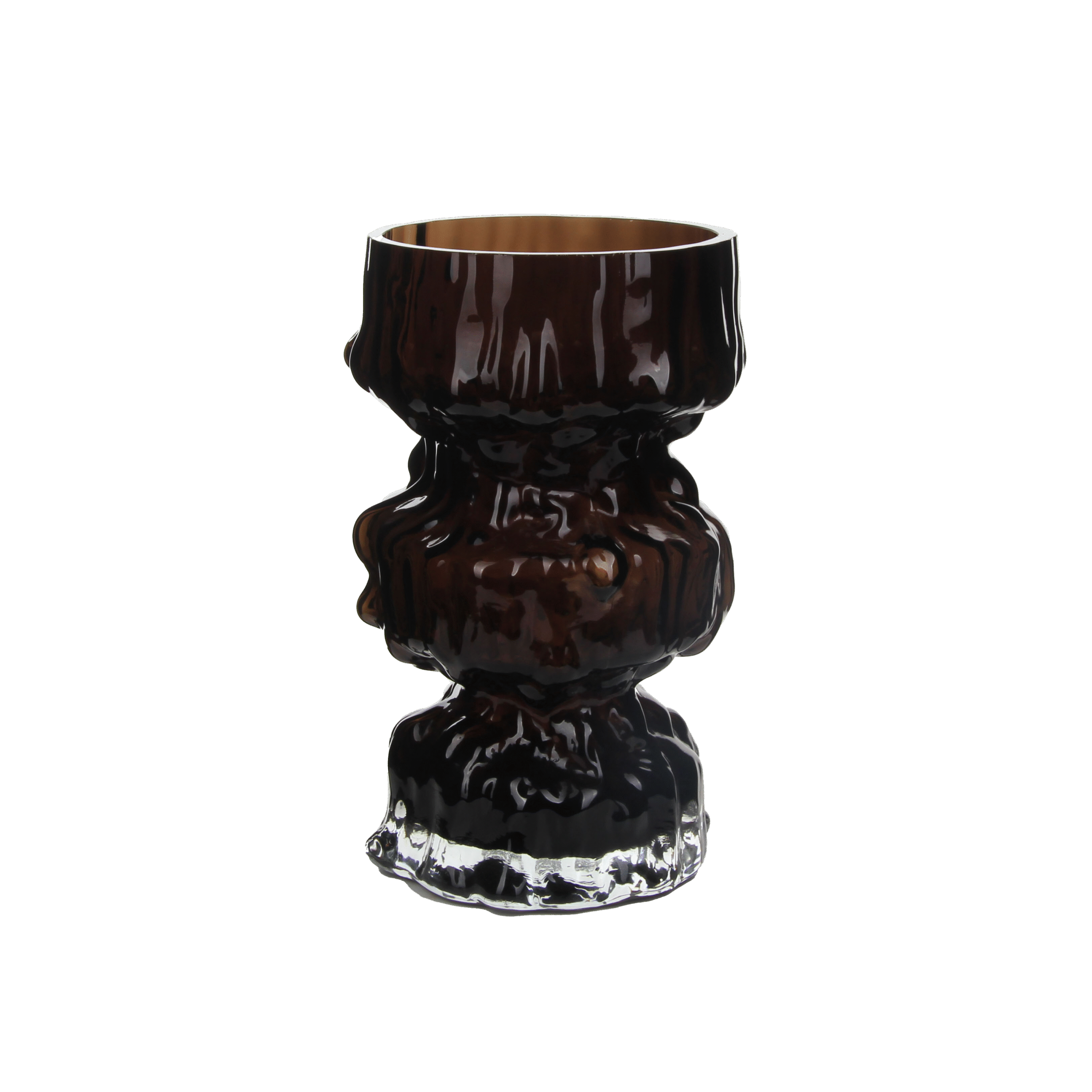 Unique Textured Dark - Brown Glass Vase