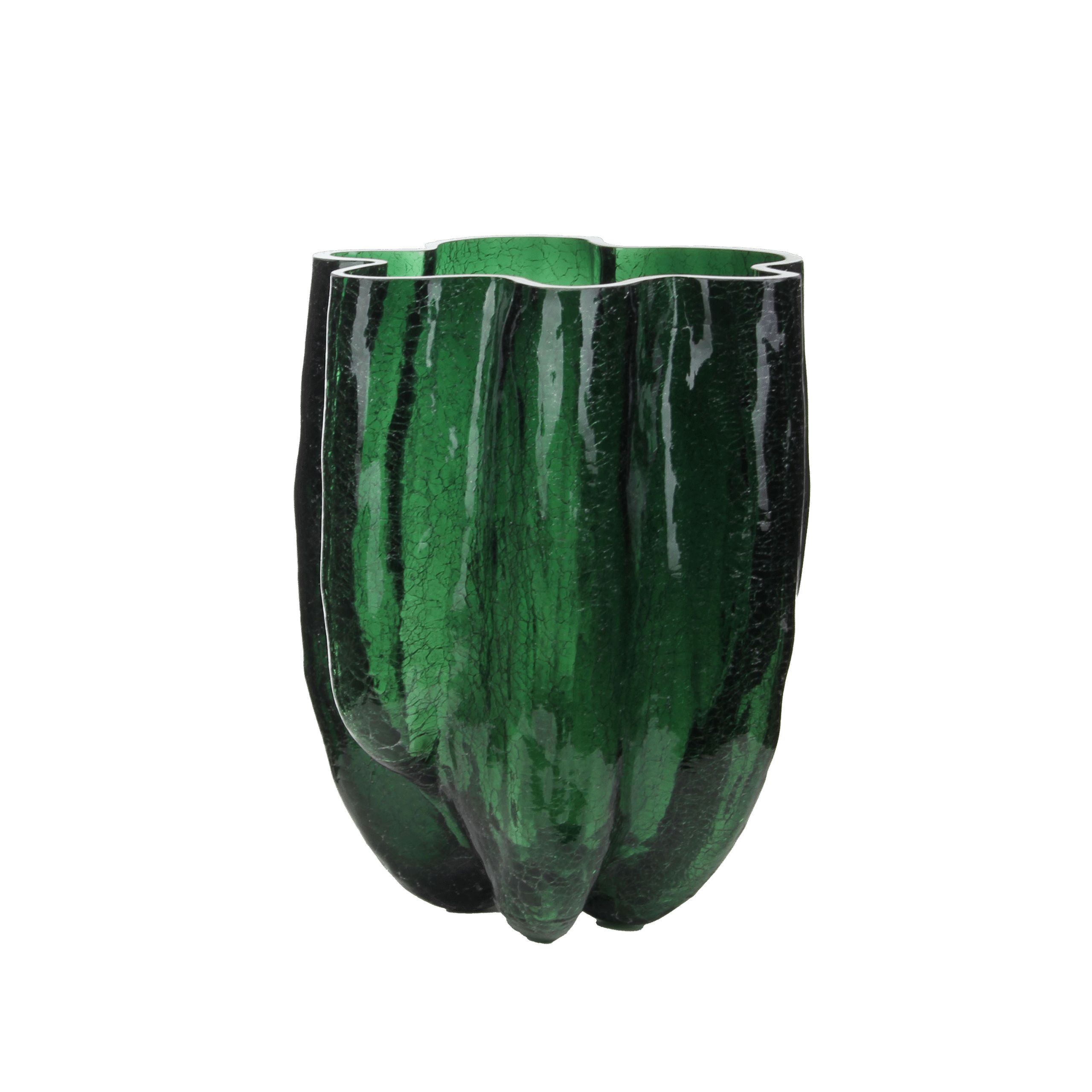 Crackle - Glazed Emerald Green Vase