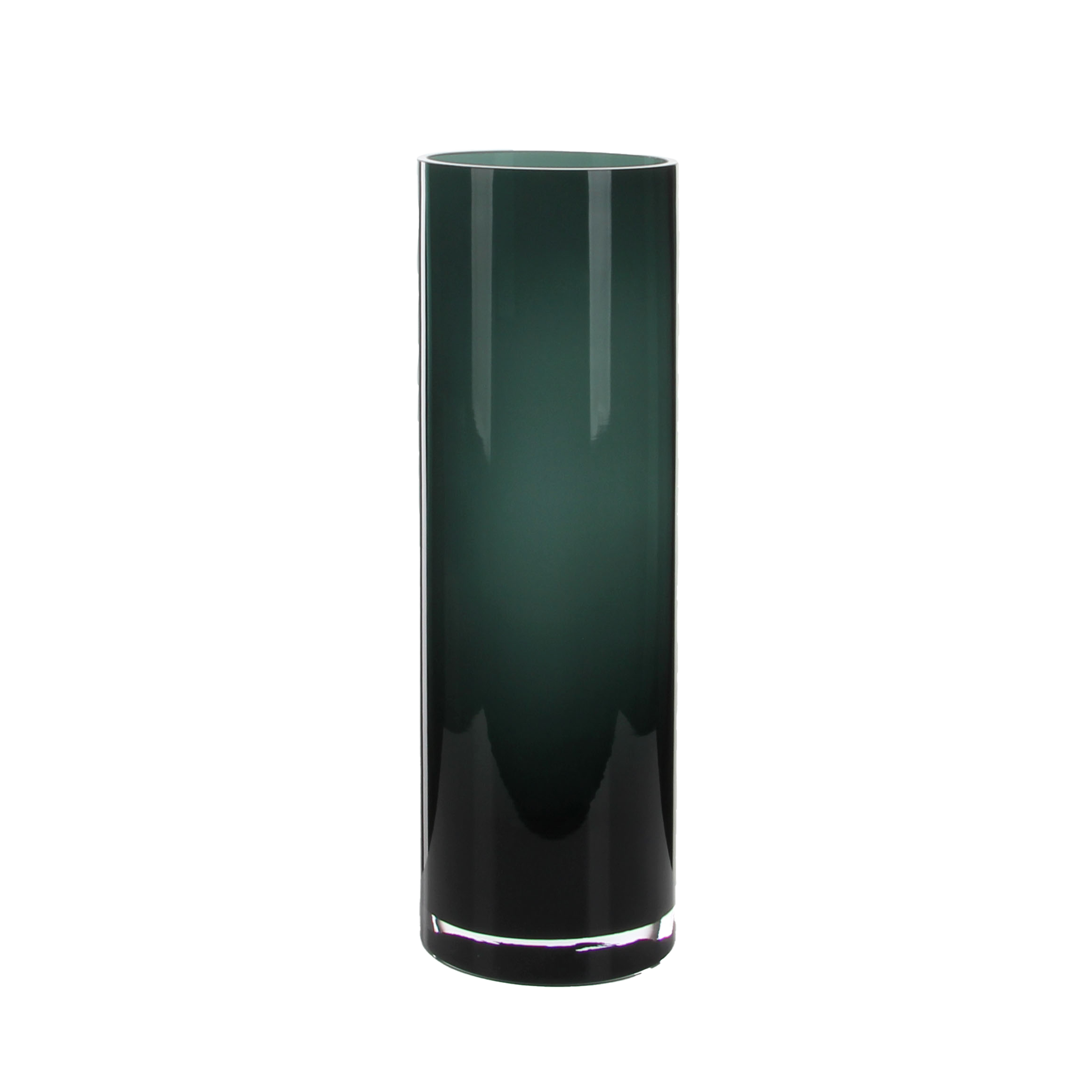 Dark Green Gradient Cylinder Glass Vase