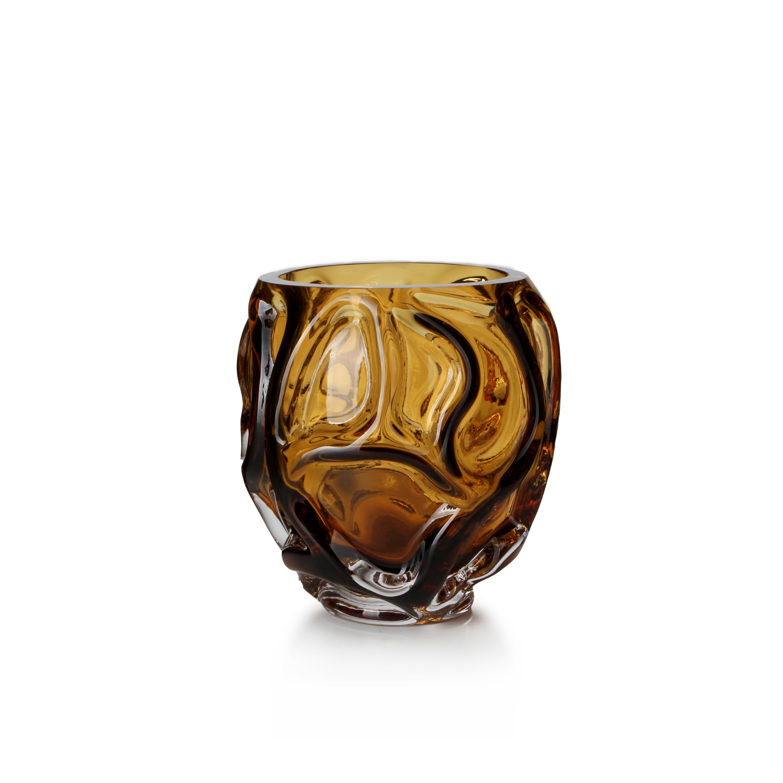 Amber Sculptural Glass Vase