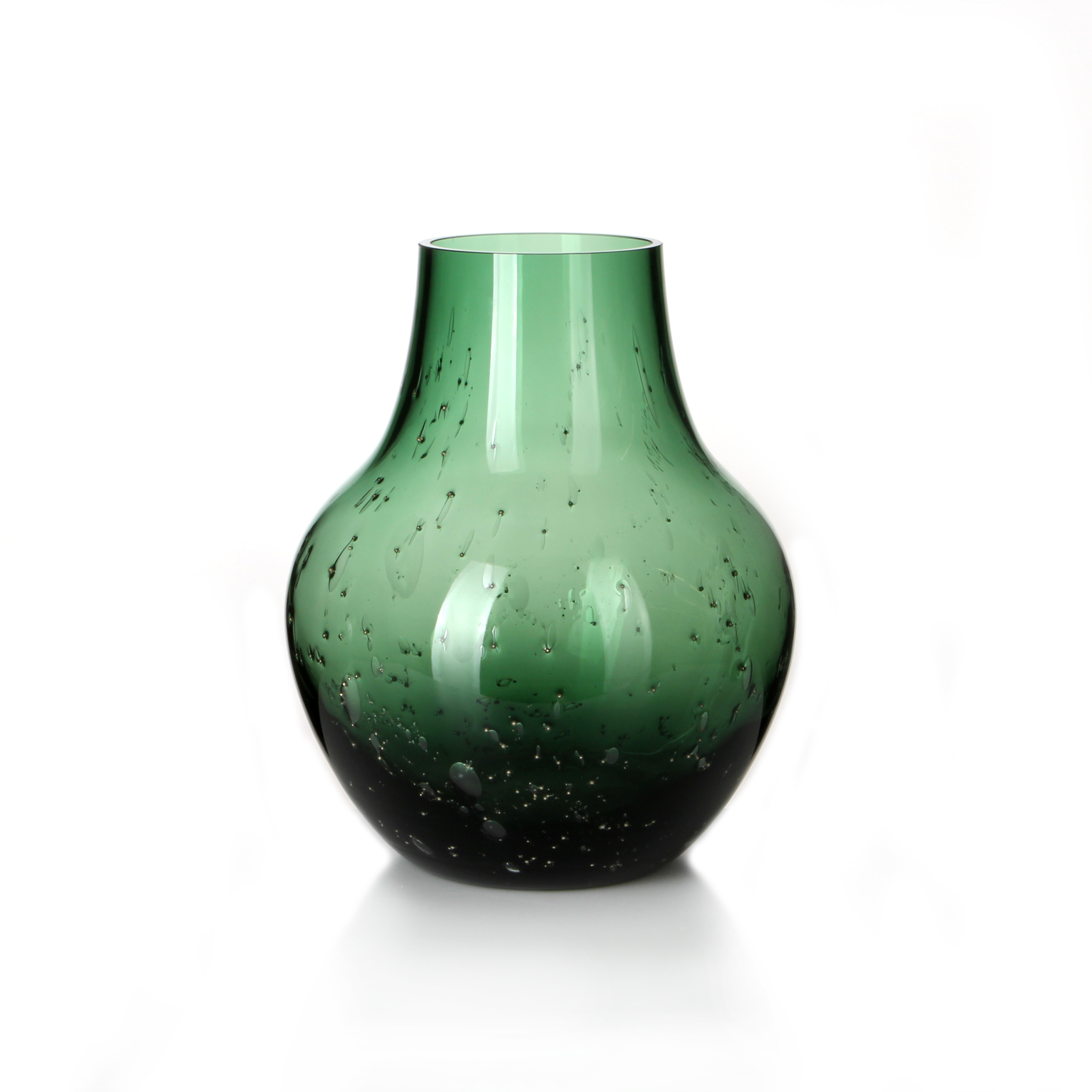 "Forest Isle Round Realm" Handcrafted Gradient Green Glass Vase（Large Size）