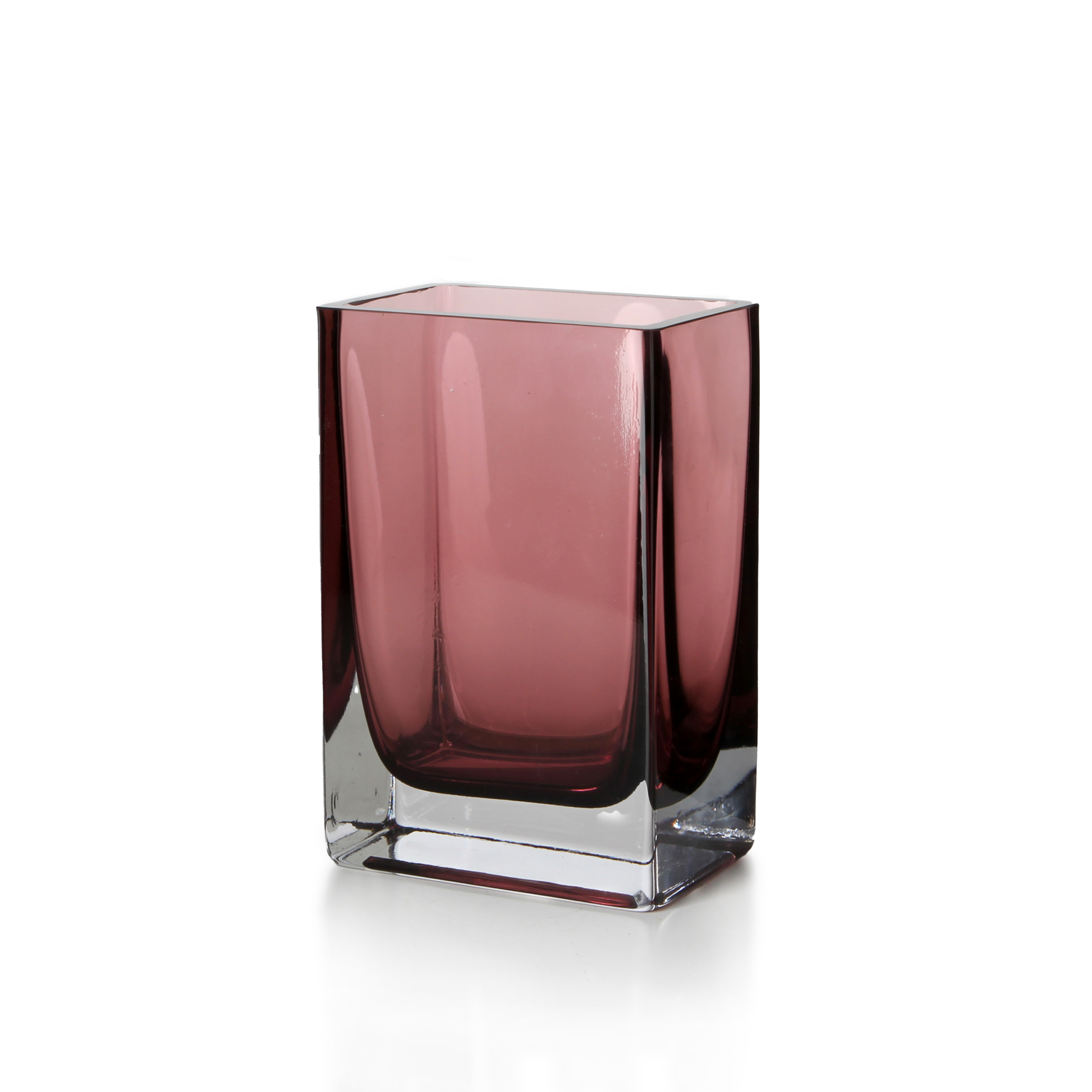 Square Short Glass Vase with Heavy Base