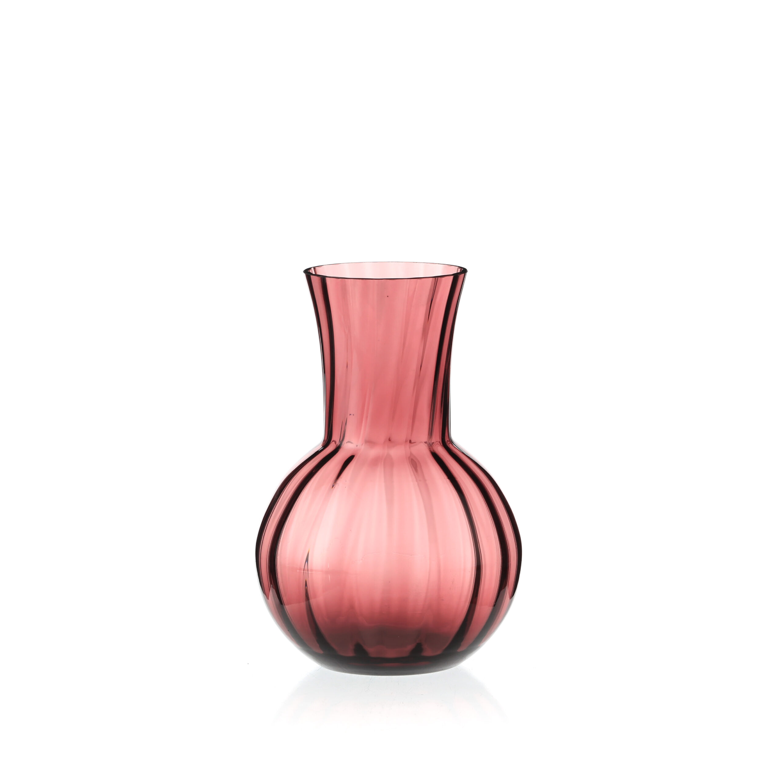 Ribbed Bulb Neck Glass Vase---Fuchsia