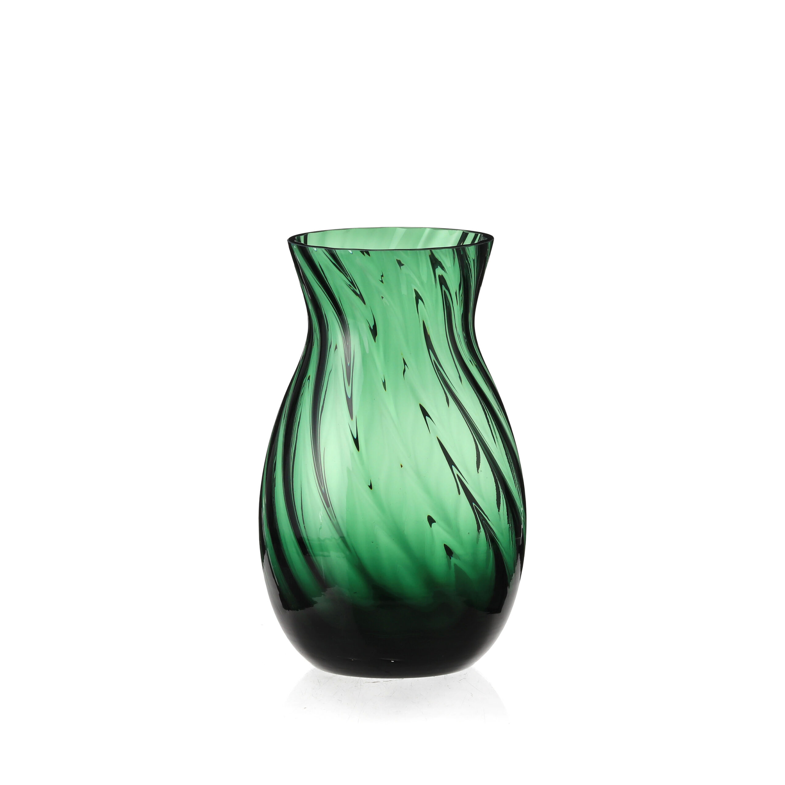 Curved Hourglass Swirl Glass Vase---Menu Green