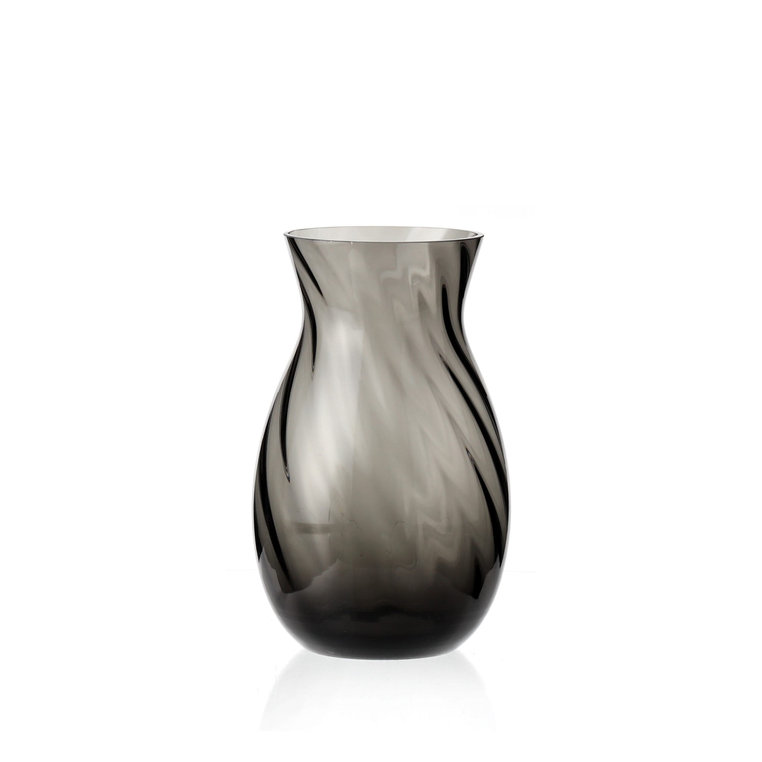 Curved Hourglass Swirl Glass Vase---Smoker Gray