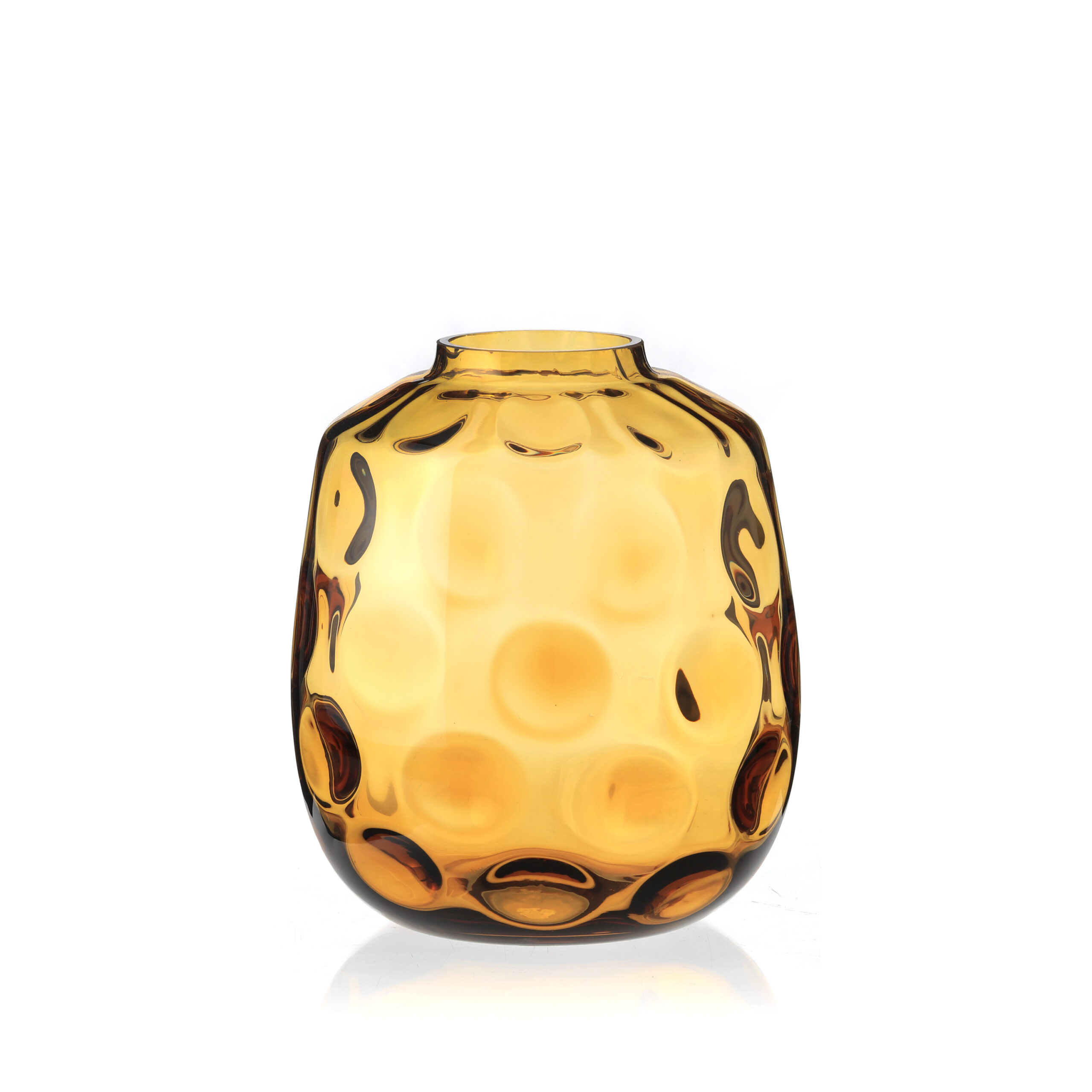 Polka dot minimalist spherical glass vase---Amber