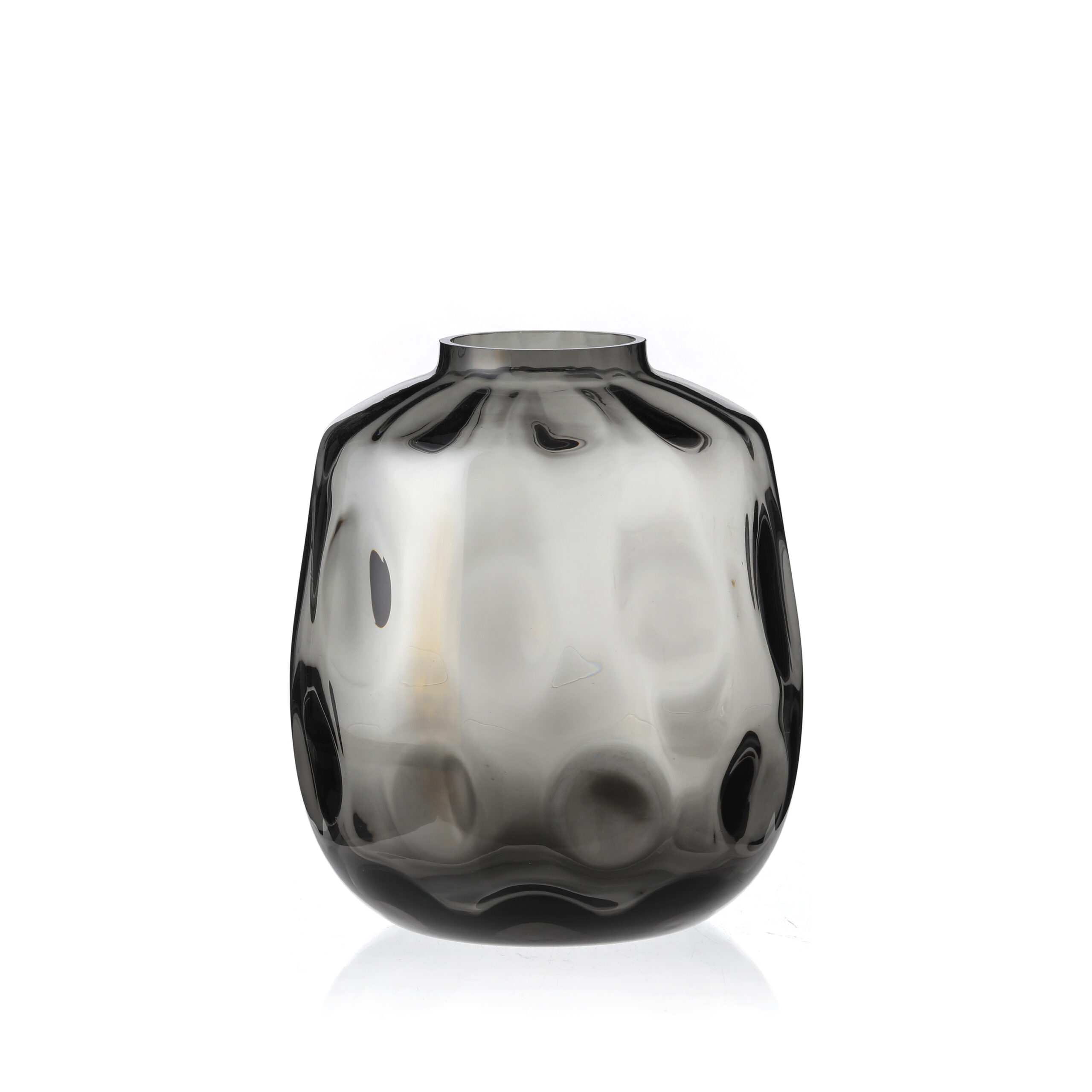 Polka dot minimalist spherical glass vase---Smoker Gray