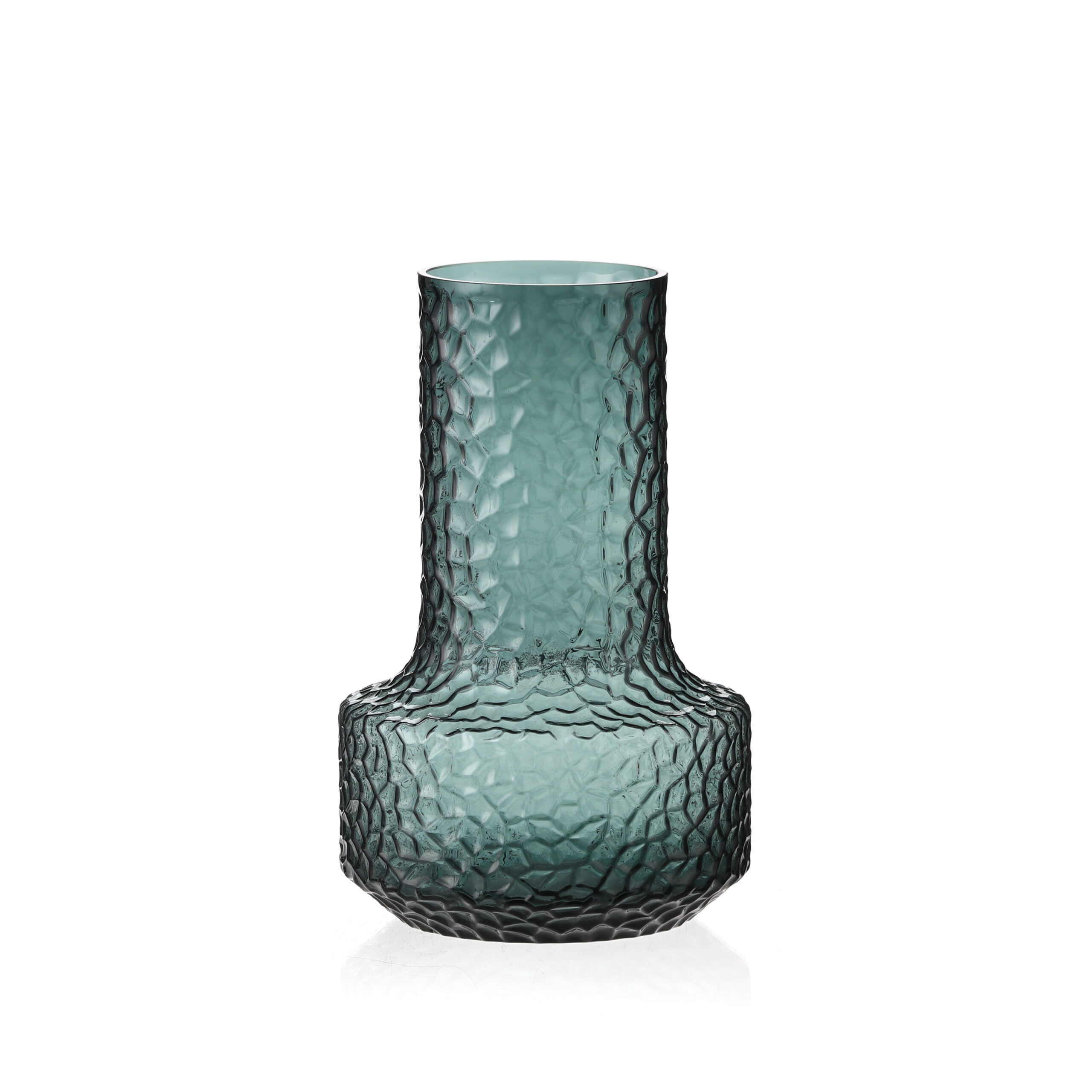 Hammered Hourglass Vase---Dark Green