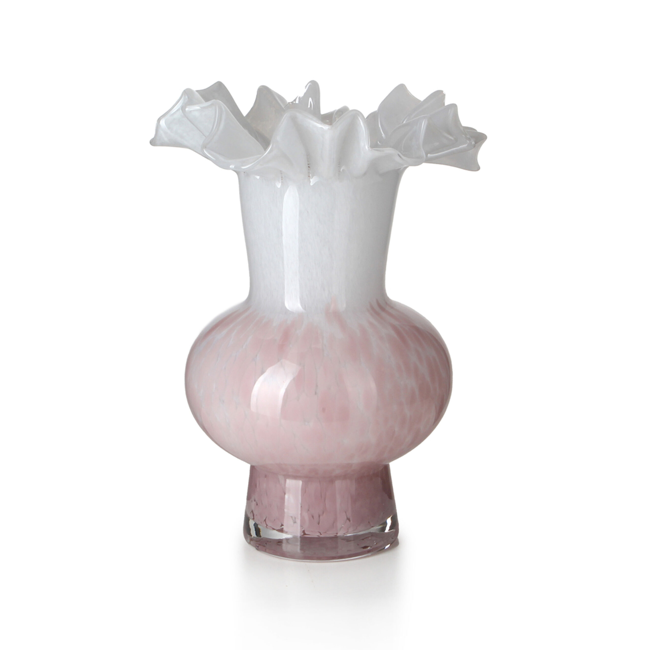 Modern Ruffled Glass Vase Collection---Blush Pink