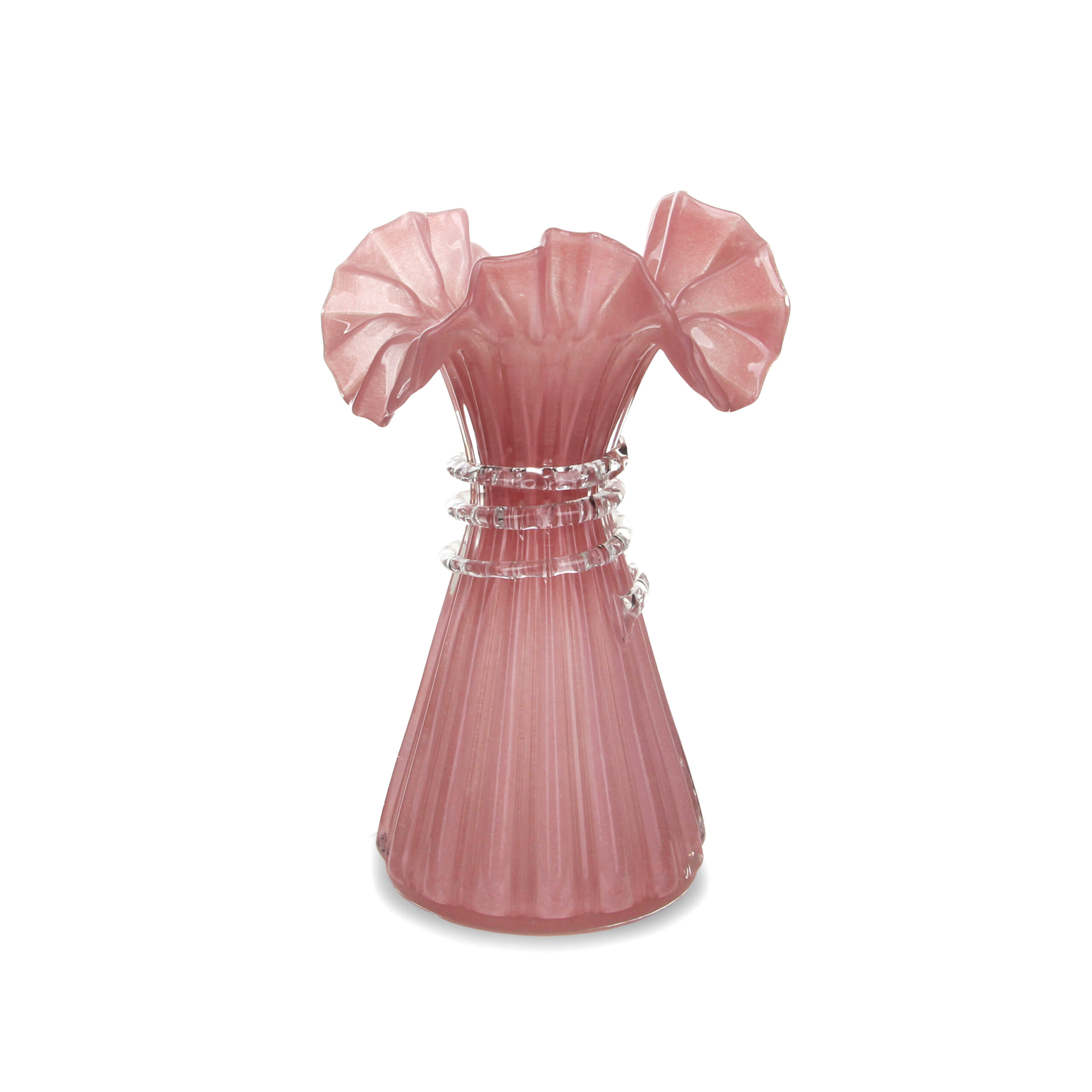 Artisanal Handblown Ribbon Vase ---Pink