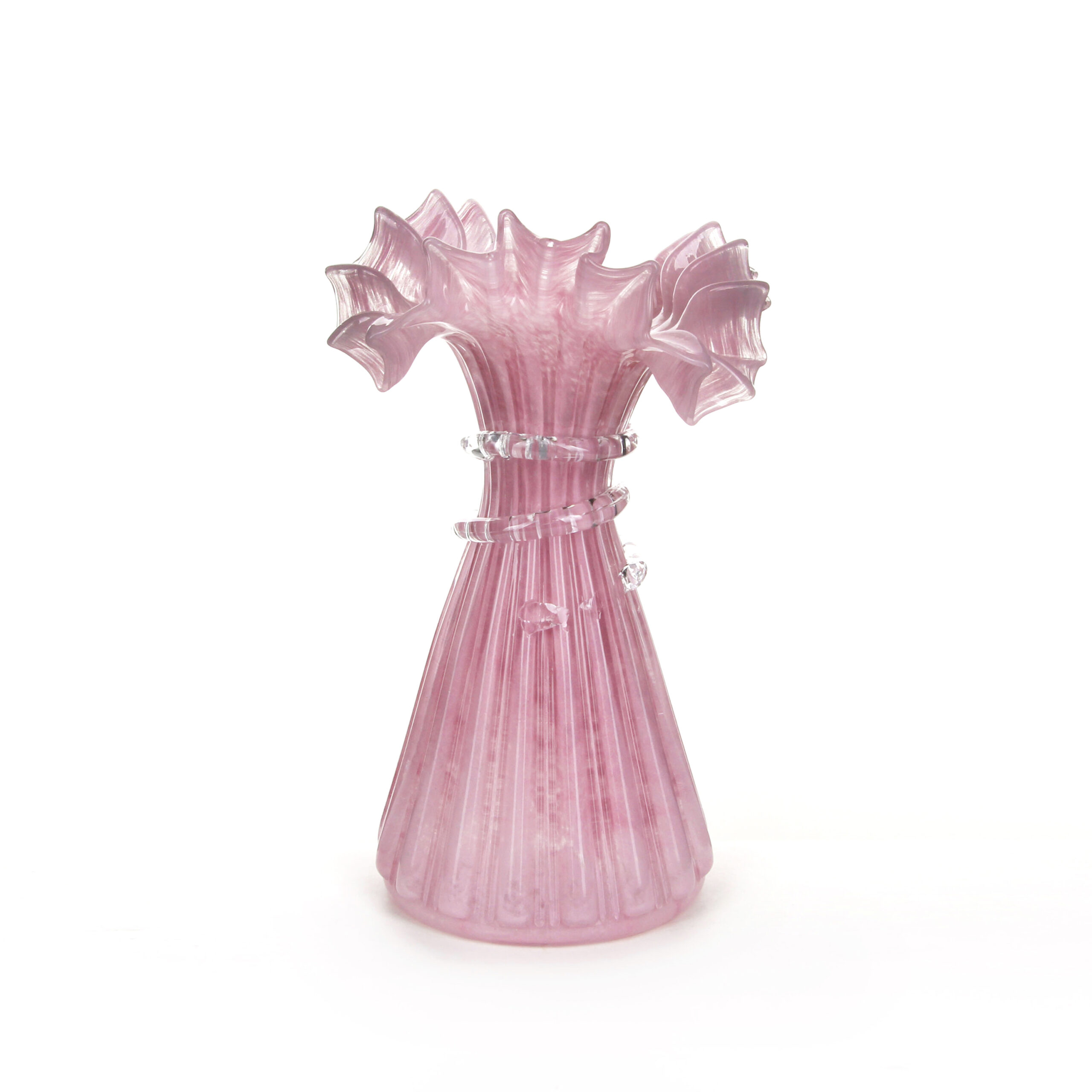 Artisanal Handblown Ribbon Vase ---Light Purple