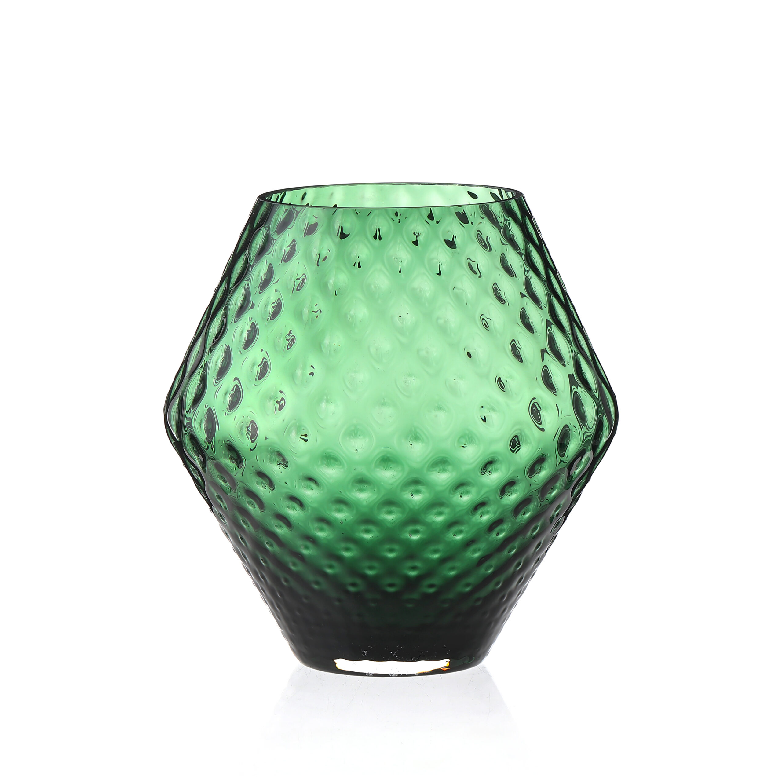 Diamond-Cut Bulb Vase---Green
