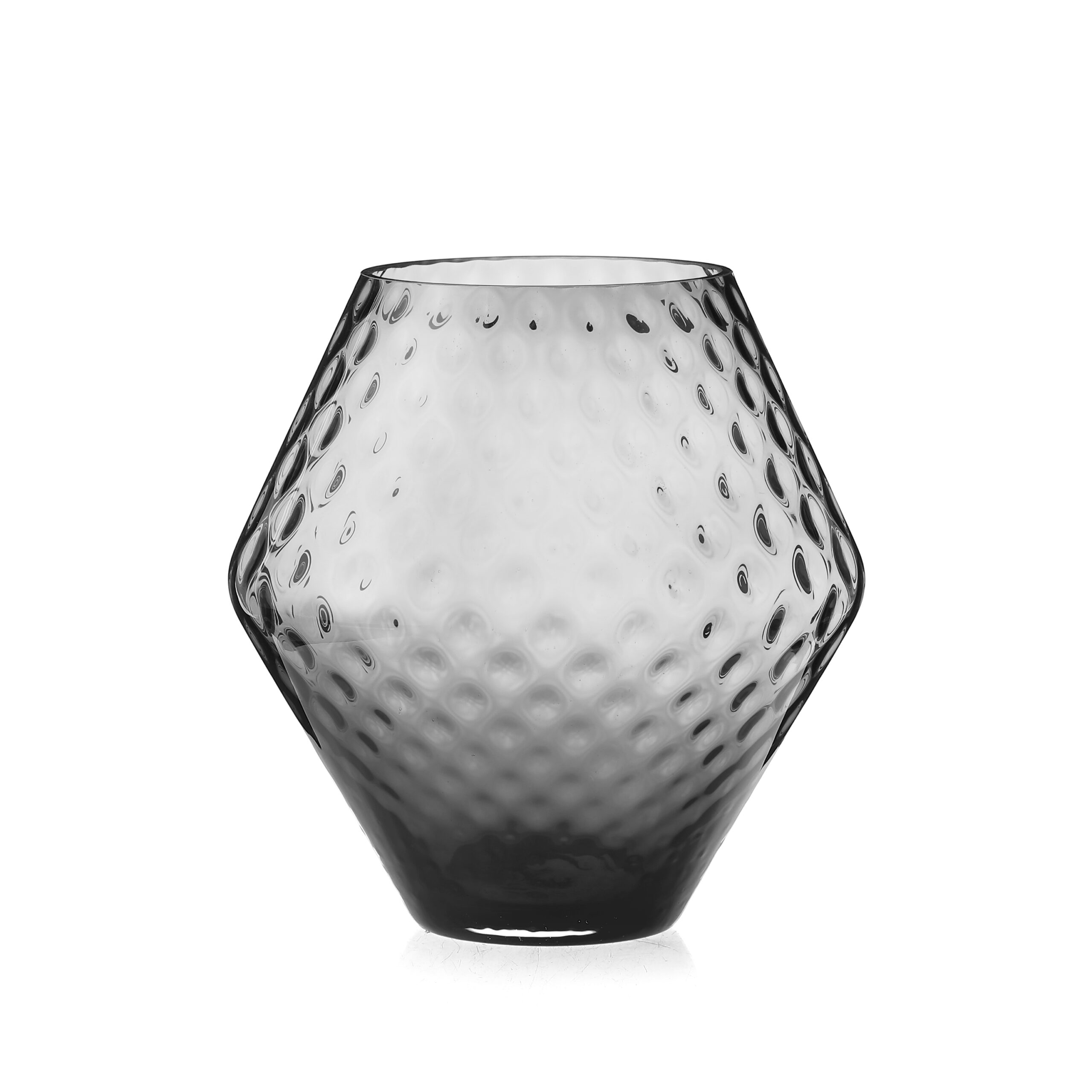 Diamond-Cut Bulb Vase---Smoker Grey