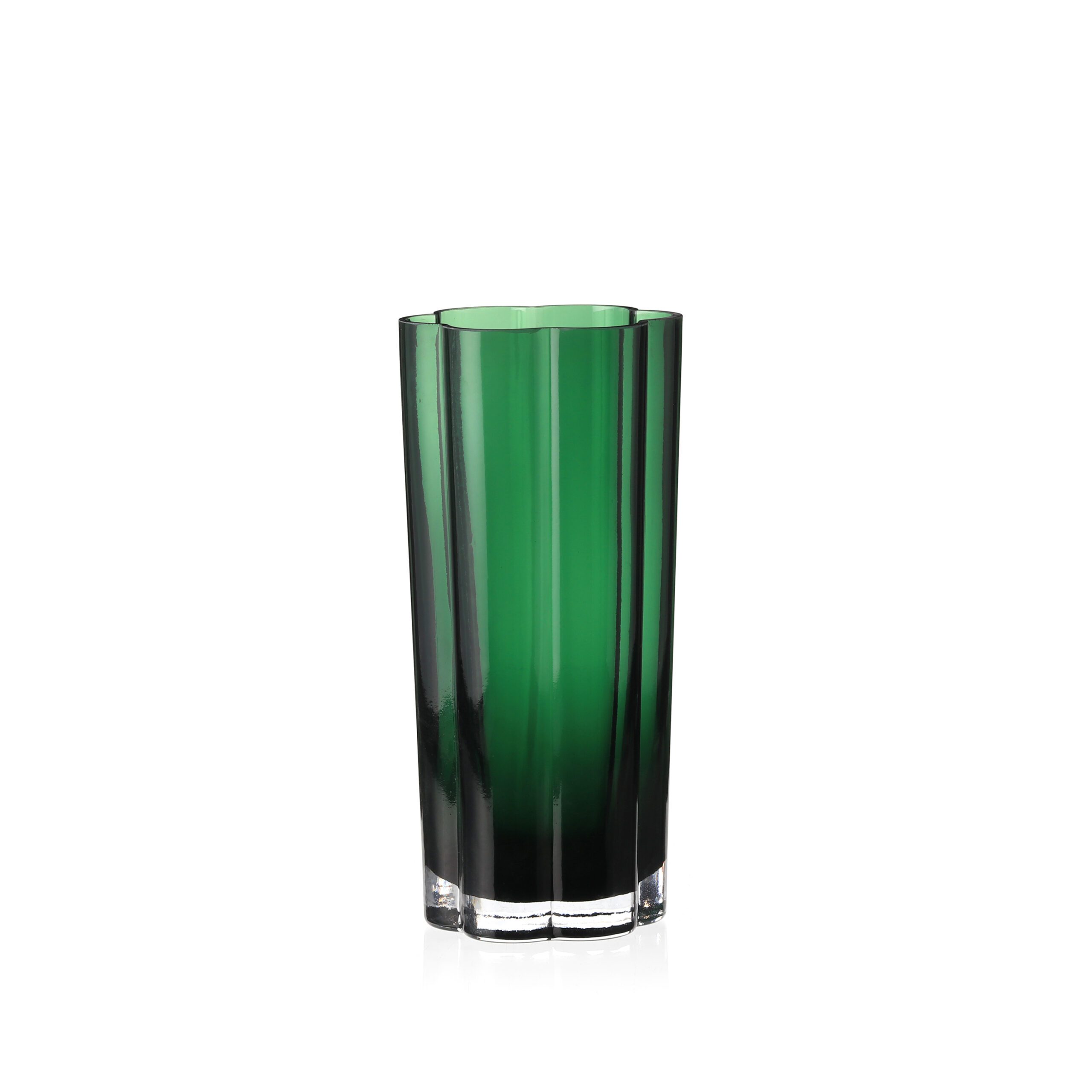 Vertical Ribbed Cylinder Glass Vase---Menu Green